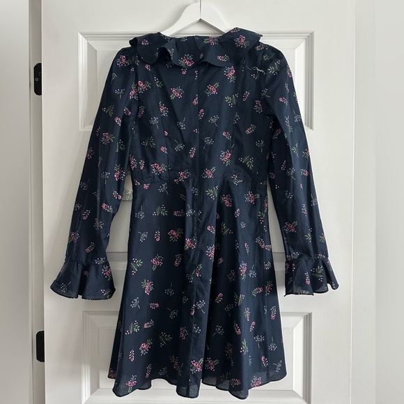 HYACINTH HOUSE Navy Floral Ruffle Neck Norah Mini Dress NWT - Picture 11 of 15
